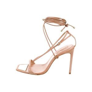 SCHUTZ Tan Strappy Stiletto wrap up heels size US 10